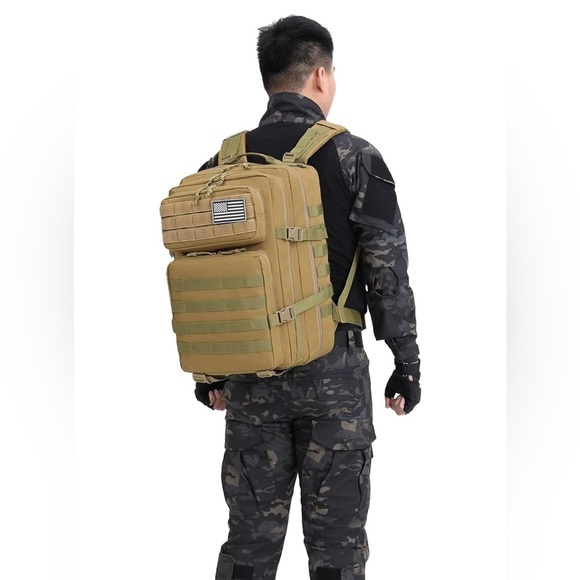 *NEW* Water Resistant Military/Army Tactical Backpack Molle Webbing Tan/Sand - Picture 6 of 11